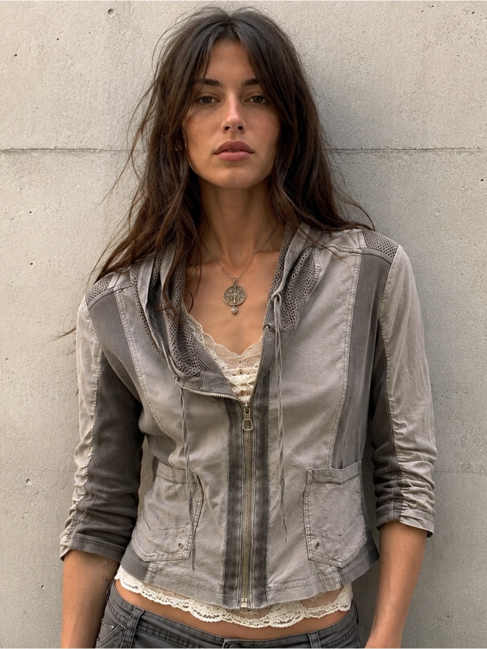 XVCI FJORD JACKET IN GREY Size Medium Petite Lagenlook Cyberpunk Solarpunk Chic